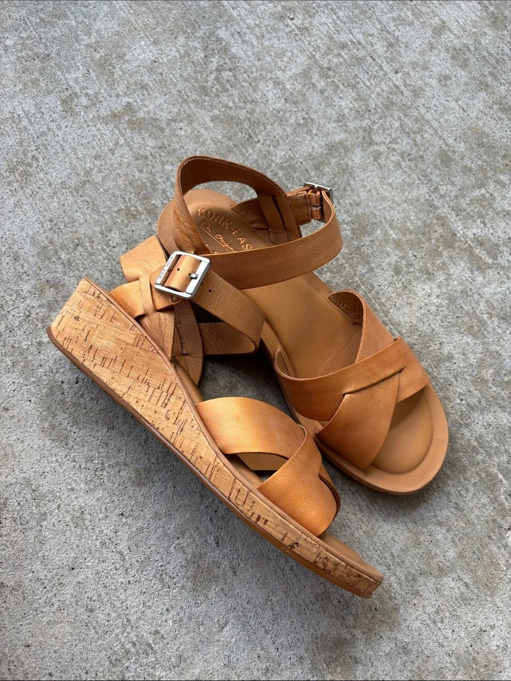 Kork-Ease Myrna 2.0 Golden Sand Leather Cork Wedge Sandals